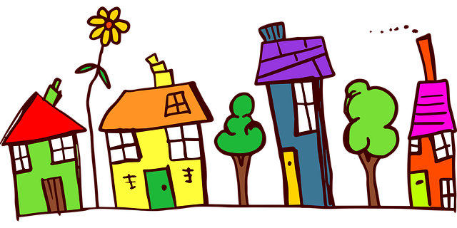 kreslené domečky